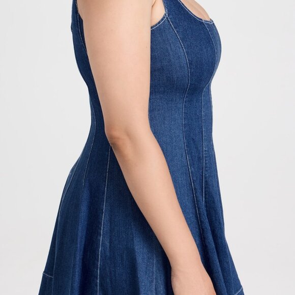 STAUD - Mini Wells Dress in Medium Wash Denim - Picture 5 of 10